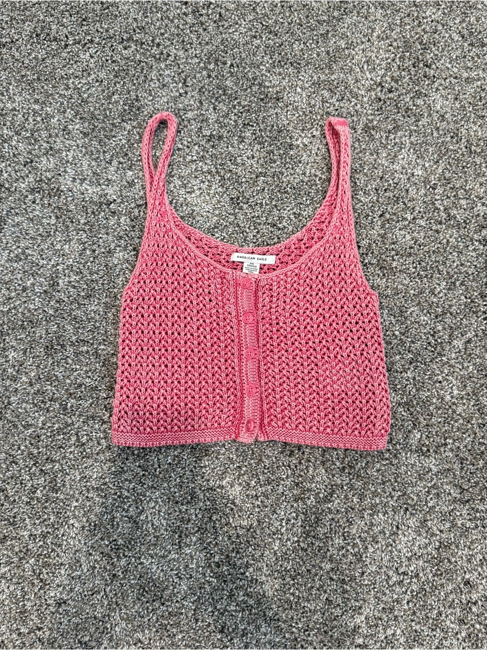 American Eagle Outfitters Pink Crochet Button-Front Camisole